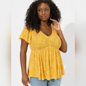 Torrid Yellow Floral Blouse